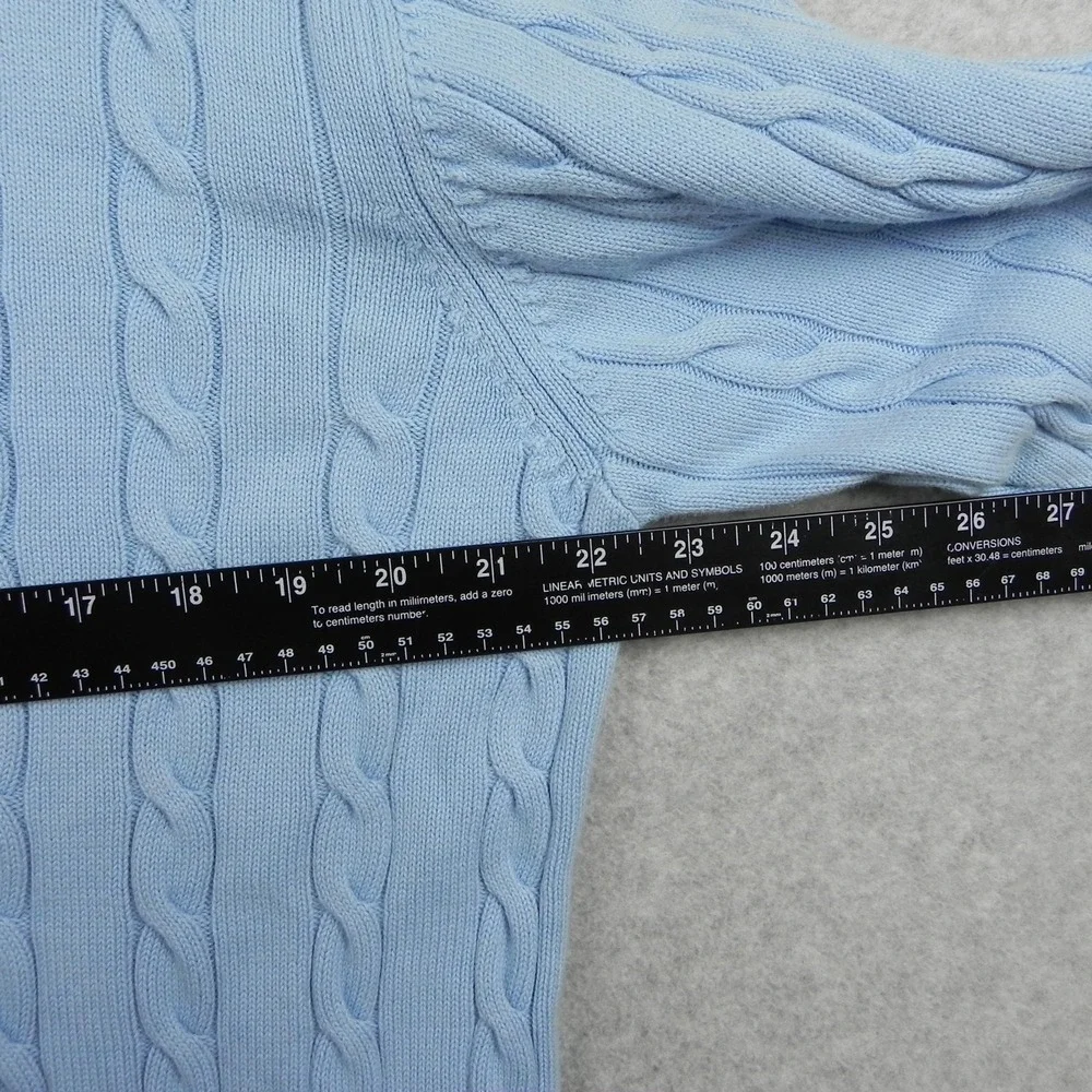 Roundtree & Yorke Sweater Mens Large Pullover Cable Knit Cotton Blue Long Sleeve